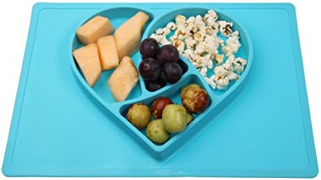 Kid's Toddler Plate Bowls Placemates Silicone Non-Slip Self-Suction on the Table, Easy to Clean, Food Grade Non-toxic Material, Safe and Convenient, in Rabbit/Heart Shaped Eating Plate by NUUR