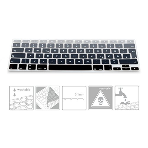 kwmobile Tastaturschutz Apple MacBook Pro 13″ 15″ (ohne Retina) / iMac Keyboard – QWERTZ Silikon Laptop Tastaturfolie – Notebook Tastaturschutzfolie Schwarz Grau - 3