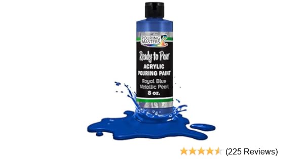Pouring Masters Royal Blue Metallic Pearl Acrylic Ready To Pour Pouring Paint Premium 8 Ounce Pre Mixed Water Based For Canvas Wood Paper Crafts Tile Rocks And More Amazon In Home Kitchen