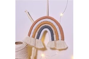 AIYONG Regenbogen Wandbehang Kinderzimmer Handgewebte Makramee Regenbogen Wanddeko mit Ball Boho für Kinderschlafsaal Deko Bohomian babyzimmer, Kindergeburtstag Deko, Deko Schlafzimmer