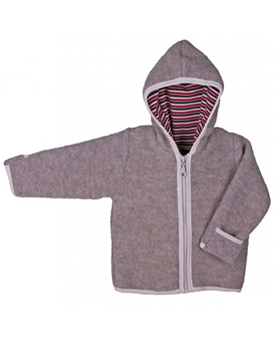 Preisvergleich Produktbild Baby Kapuzenjacke Wollvlies grau Gr.50 / 56 Bio