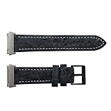 OverDose Klassisches Uhrenarmband Quick Release Echtes Lederband Armband Lederarmband mit Metallsteckern für Fitbit Ionic(140-205mm,Dunkelgrau)