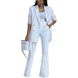 ORANDESIGNE Tailleur Donna Pantaloni e Giacca Elegante Blazer Elegante Completo Tinta Unita Maniche Lunghe Reverse Due Pezzi 