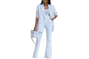ORANDESIGNE Tailleur Donna Pantaloni e Giacca Elegante Blazer Elegante Completo Tinta Unita Maniche Lunghe Reverse Due Pezzi Tuta Business OL Formale per Ufficio