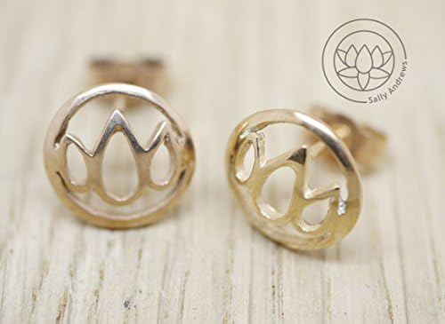 Small Lotus silver stud earrings 18ct Rose gold Plated