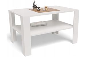 MATKAM Nowoczesny stolik kawowy szer. 100 x gł. 68 x wys. 60 cm, minimalistyczny design do Twojego domu, wysokiej jakości wykonanie, łatwy montaż (kolor biały)