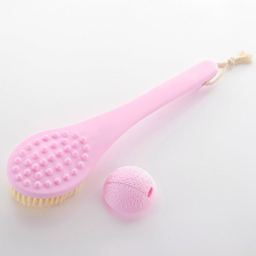 JJWZAA Bath Brush Loofahbathe Bath Brush Long Handle Children Adult Back Brush Soft Hair Bath Brush Powerful Massage Mud Bath Towel Hook,Pink
