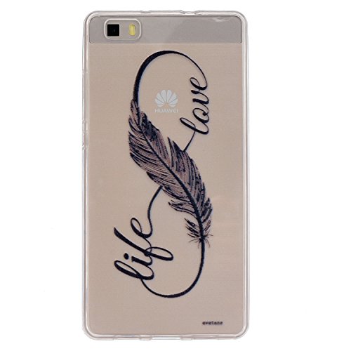 Ultra Slim Dünn Silikon TPU Transparent für Huawei P8 Lite Hülle , Premium Handy Tasche Schutz Hülle Case Cover Etui Strass Schutz schutzhülle Bumper Schale Silicone für Huawei P8 Lite + Staubstecker (2)