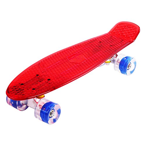 [maronad.GCP] ® - Monopatín retro 22 pulgadas transparente con lámparas LED en rodamientos ABEC 7