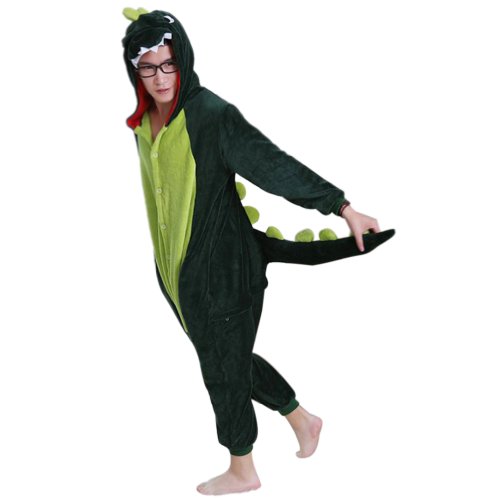 Preisvergleich Produktbild Hee Grand Unisex Damen Herren Flanellen Pyjamas Hoodie Schlafanzug Nachthemd Dinosaurier Chinesich S