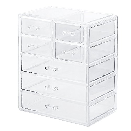 Acryl Makeup Box, EZOWare Acryl Makeup und Kosmetik Aufbewahrung / Organiser mit 5 Ebenen 7 Schubladen – Kristall - 2