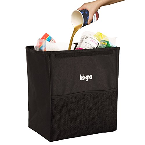 Price comparison product image Car Garbage Can With Cover By Lebogner - Luxury 100% Leakproof X-Large Car Trash Bin,  Car Dustbin,  Sturdy Auto Trash Container,  Perfect To Hold On Car Seat Headrest Or Car Floor
