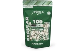 ‎PURIZE PURIZE White Aktivkohlefilter Regular Size 9 mm – 100 Stück Vorratspack - Made in Germany -Keramik‑Kappen - Kühl & Aromatisch