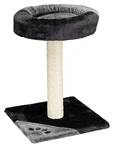 Trixie; - Junior Tarifa Scratching Post for Small Kittens and Cats | Scratch Post Wrapped Up with Natural Sisal Ropes to Play Around | Keeps Kitty Engaged for Hours - 52 cm, Grey/Black