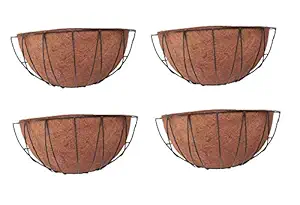 ECOPAL - Wall Mounting Metal Plain Planter pots with Coir Fiber Liner - 12 INCH - 4 Pieces Coir Wall Hanging Basket