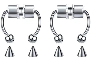 LULIYLDJ Anello al naso con setto magnetico Anello al naso in acciaio inossidabile Anello a ferro di cavallo Anello al naso riutilizzabile Anello al naso Orecchini in acciaio inossidabile non forati