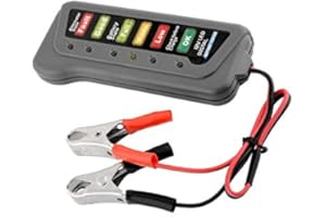 Aofan 12V Auto Batterietester 6 LED Leuchten Digitaler LichtmaschinenTester ，für Auto Motorrad Lichtmaschine Multi Funktionen Tester