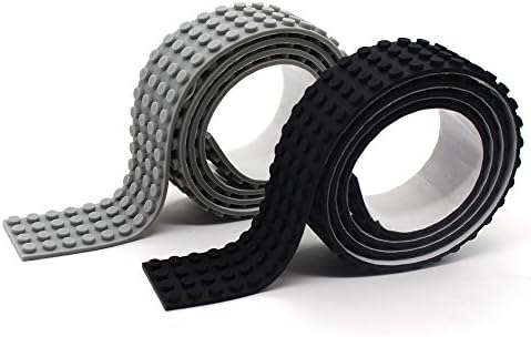 LattoGe Silicone Building Blocks Bricks Tape Stick Baseplate Plates for Lego Figures Table Construction Toys Walls Desks Kids Adults Birthday Supplies (4 Studs(Black+Gery))