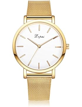 Frauen Armbanduhr, Kingwo Mädchen Mode Frauen Gold Edelstahl Analog Quartz Armbanduhr (Gold)