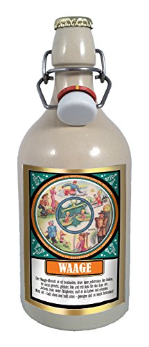 Preisvergleich Produktbild Sternzeichen Waage - 0,5 Liter Tonflasche mit Bügelverschluss