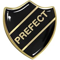 Capricornone 10x Prefect Gel Domed School Shield Badges (Black