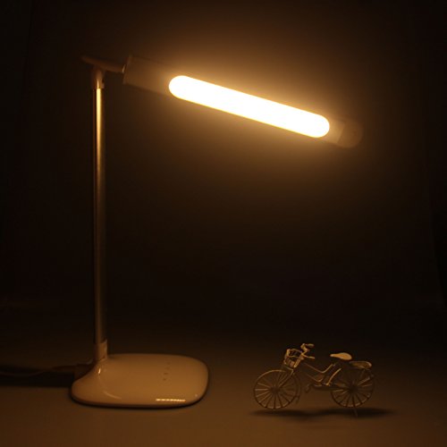 ALED LIGHT ®6W Dimmable LED Desk Lamp ,3 Light Farbenmodi LED Tischlampe, 5 Helligkeitsstufen Dimmbar 180° Faltbar mit Nachtlicht-Funktion ,Silber, 9 Warmweiß Leds ,18 Kaltweiß Leds，USB Port[Energieklasse A] - 4