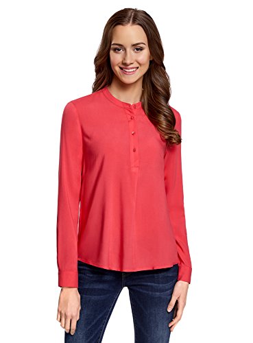 oodji Collection Mujer Blusa de Viscosa de Silueta en A, Rosa, ES 44 / XL