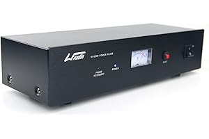 WAudio HiFi Netzfilter W-6000B, 7 Mehrfach Steckdosen mit Spannungsmesser, Überspannungsschutz und Phasenlicht (Schwarz)
