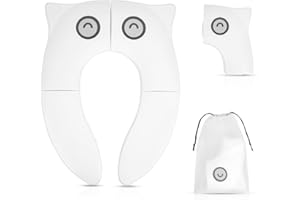 HOTUT Bébé Réducteur de Toilette, Antidérapant Siège Pliable de Toilette, Siège de Toilette de Voyage pour Enfants, Apprendre à Faire sur Le Pot, Livré avec Sac de Rangement-Blanc