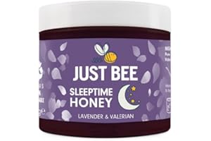 Just Bee Sleeptime Honey (260g) | Pure natural honey with Lavender flavour, Valerian Root and Vitamin B | Raw and Unpasteurised | Vitamin Rich | For Nightly Bedtime Routine