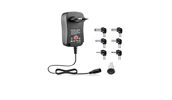HermosaUKnight 3-12V AC DC Netzteil 30W 2.1A Ladeadapter mit 6 Steckern Adapter Schwarz