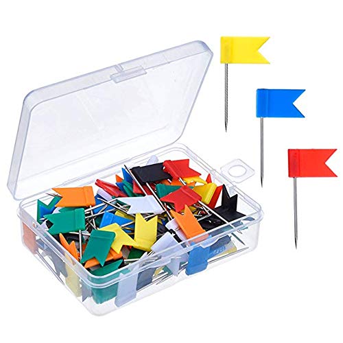 100 pines para mapa, bandera de mapa de Sicai, clavijas para empujar, surtidos, 7 colores