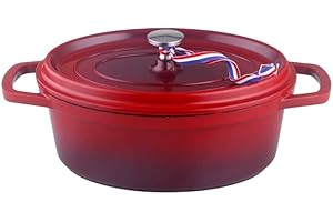 Kamberg Cazuela 30 cm ovalada rojo flameado, aluminio fundido, revestimiento tipo piedra, todo tipo de fuentes de calor, incluida la inducción, sin PFOA