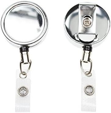 Chrome Strap Clip Heavy Duty Card Holder Reel Retractable Security Pass Card Key Holder (1)