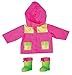 Produktbild Bayer Design 8461000 - Kleidung Set mit Regenjacke und Gummistiefel für Puppen bis circa 46 cm, pink/gelb