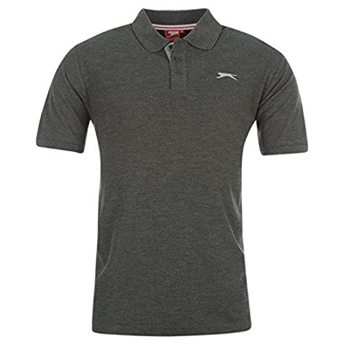 (X-Large, Charcoal Marl) - Slazenger Mens Clothing Short Sleeve Plain Polo Shirt Fashion Top