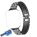Produktbild Qianyou Apple Watch Armband Damen Metall, Edelstahl Glitzer Bling Ersatzarmband Kompatibel für Apple Watch Series 3 2 1 Uhrenarmband Armbänder mit Abnehmbar Glied für Apple Watch,Sport,Edition,Nike+,42mm-Schwarz