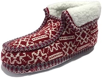 Unisex Soft Comfortable Comfy Slippers Knitted Style Pull On Warm Mens Ladies Womens Indoor Shoes Footwear Grip Sole Warm Fleece Lined Winter Christmas Size 4 5 6 7 8 9 (UK 5 / EU 38, Red)