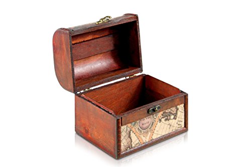 Thunderdog® Louisiana klein 16x12x13 cm – Truhe, Holztruhe, Schatzkiste, Kiste, Piratenkiste Box Hochzeit Geburtstag Geschenk Verpackung Schmuckschatulle Schmuckkasten Piratenschatzkiste Ledertruhe - 2