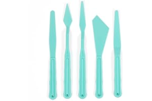 Craftelier - Set mit 5 Spachteln mit verschiedenen Formen zum Mischen und Auftragen aller Arten von Farben oder Texturpasten | aus hartem und leicht zu reinigendem Kunststoff | Größe 18 cm - Türkis