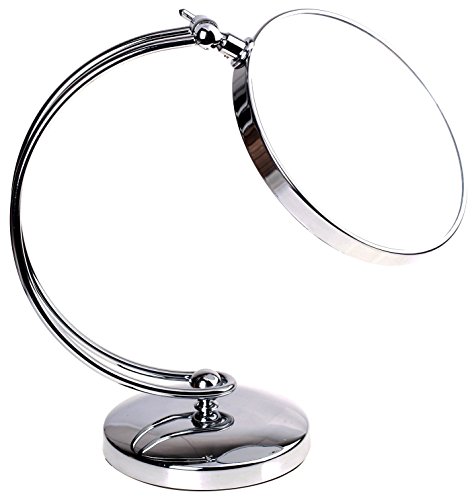 HIMRY Standspiegel 10x Vergrößerung, 8 inch, C-förmiges Design, Kosmetikspiegel 360° drehbar. Verchromten Schminkspiegel Rasierspiegel Badzimmerspiegel, Zweiseitig: Normal+ 10fach Vergrößerung, KXD3110-10x
