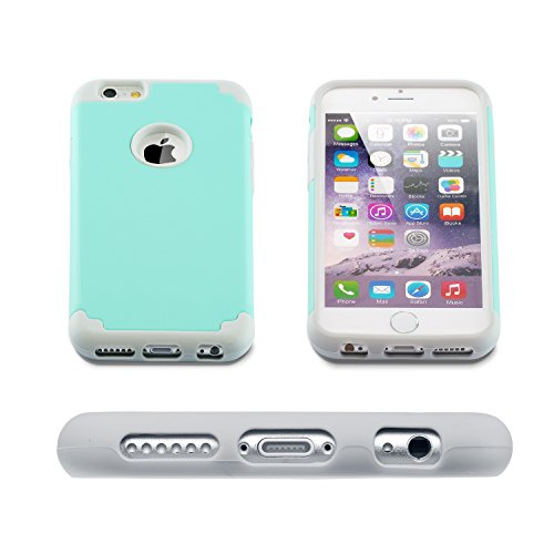 Funda iPhone 6S y Funda iPhone 6   4 7 pulgadas  2 en 1 compuesta Cubierta dura para y Dise  o impreso de Pc  silicona h  brida Protector de golpes fuertes Funda protectora verde menta gris 
