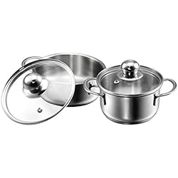 Kopf 124238 Mini cocotte Parvus, 2 pièces, Ø 12 + 14 cm, 0,65 + 0,7 Litre, INOX