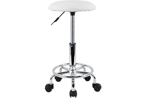 KKTONER krzesło obrotowe, 38cm, regulowana wysokość, skóra PU, poduszka, salon, stół kosmetyczny, masaż, krzesło biurowe, krzesło, mały biały