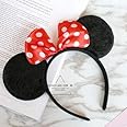 PartyToko Minnie Mouse Headband Solid Black Ear & Red Bow with Polka Dots for Boy & Girl Birthday Party.Red - 1pc