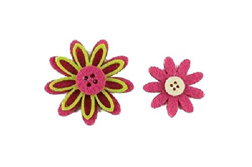 Filzblüten Streu 48 Stück Pink-Grün 3,5x0,6cm