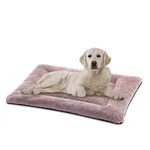 SIWA MARY Dog Bed Mat Soft Crate Pad Washable Anti-Slip Mattress for Large Medium Small Dogs and Cats Kennel Pad (36, Pink)