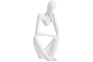 LabDip White Thinker Statue,Modern Abstract Figure Hand Craft,White Home Decor Minimalist Art Abstract Resin Ornaments,Home Living Room Bedroom Office Shelf Decoration