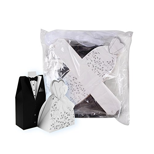 50 paar / 100 paar Braut & Bräutigam-Muster Bonboniere (mit SeidenBände) Hochzeit Katonage Gastgeschenk Box Pralinenschachtel Geschenkboxen Geschenkverpackung tüten für süßigkeiten - 7