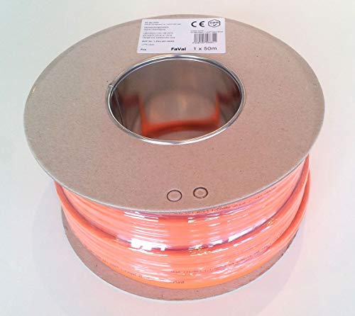 Faval k5925 Cable de instalación Cat7 50 m Duplex Orange Cat.7 Bobina Cable de red Cable de instalación LAN Cable Cable de datos Cobre 2 x 4 x 2 x AWG23/1